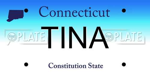 TINA Connecticut License Plate