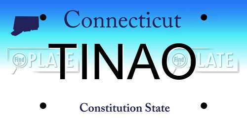 TINAO Connecticut License Plate