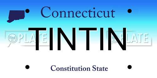TINTIN Connecticut License Plate