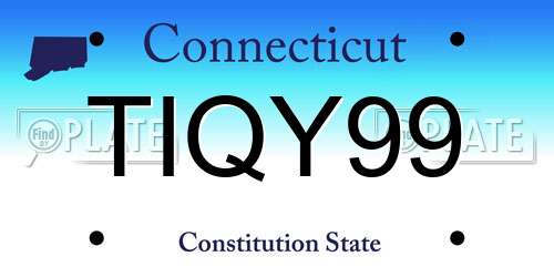 TIQY99 Connecticut License Plate