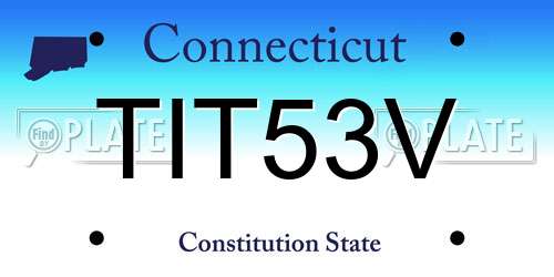 TIT53V Connecticut License Plate