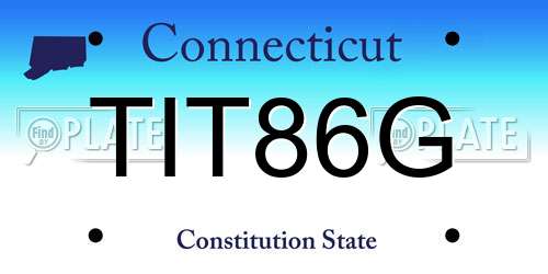 TIT86G Connecticut License Plate