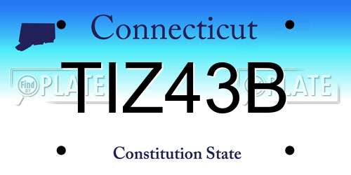 TIZ43B Connecticut License Plate