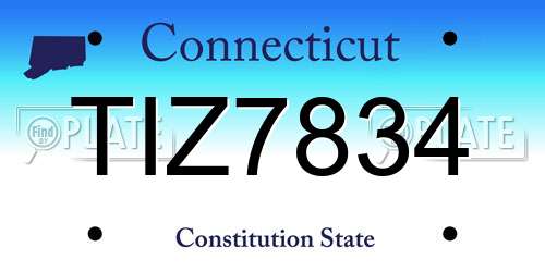 TIZ7834 Connecticut License Plate