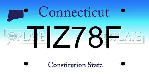 TIZ78F Connecticut License Plate
