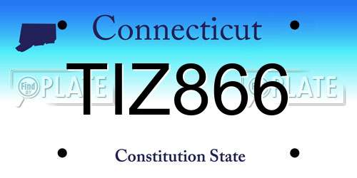 TIZ866 Connecticut License Plate