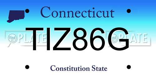 TIZ86G Connecticut License Plate
