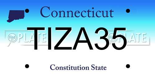 TIZA35 Connecticut License Plate