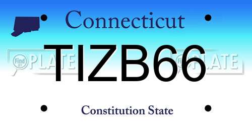 TIZB66 Connecticut License Plate