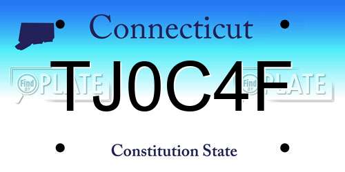 TJ0C4F Connecticut License Plate