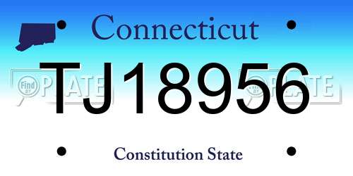 TJ18956 Connecticut License Plate
