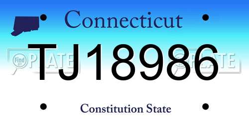 TJ18986 Connecticut License Plate