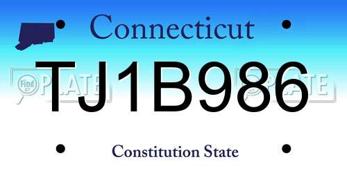 TJ1B986 Connecticut License Plate