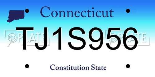 TJ1S956 Connecticut License Plate