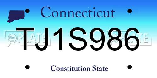 TJ1S986 Connecticut License Plate