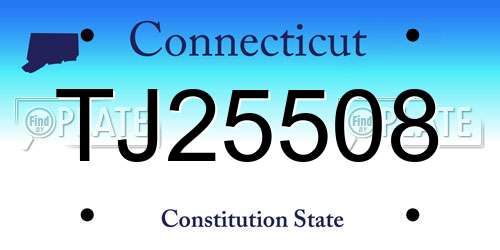 TJ25508 Connecticut License Plate