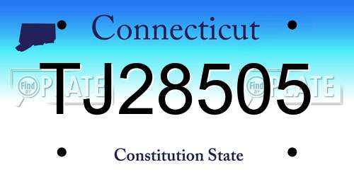 TJ28505 Connecticut License Plate