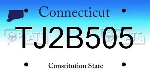 TJ2B505 Connecticut License Plate