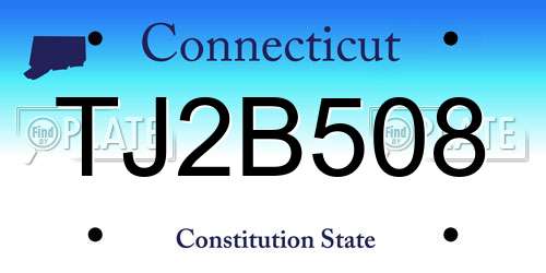 TJ2B508 Connecticut License Plate