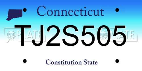 TJ2S505 Connecticut License Plate