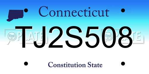 TJ2S508 Connecticut License Plate