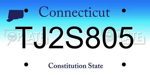 TJ2S805 Connecticut License Plate