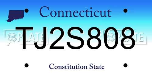 TJ2S808 Connecticut License Plate