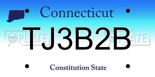 TJ3B2B Connecticut License Plate