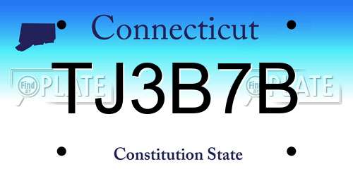 TJ3B7B Connecticut License Plate