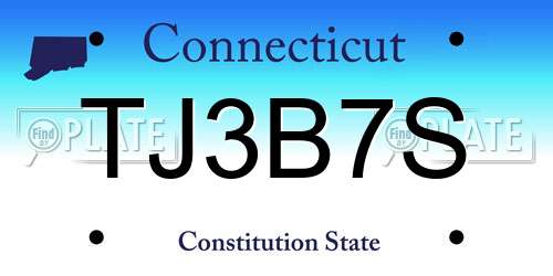 TJ3B7S Connecticut License Plate