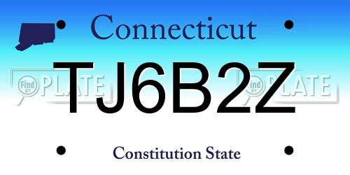 TJ6B2Z Connecticut License Plate