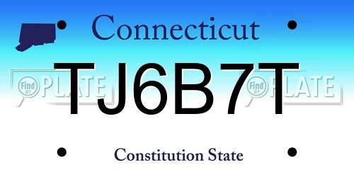 TJ6B7T Connecticut License Plate