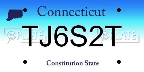 TJ6S2T Connecticut License Plate