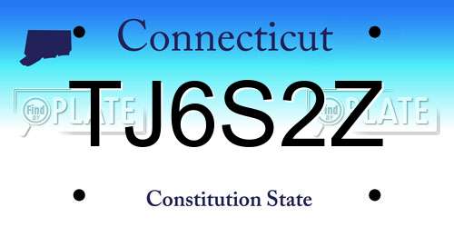 TJ6S2Z Connecticut License Plate