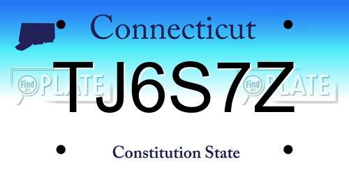 TJ6S7Z Connecticut License Plate