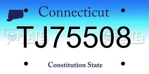 TJ75508 Connecticut License Plate