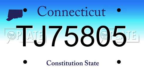 TJ75805 Connecticut License Plate