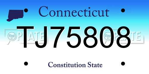 TJ75808 Connecticut License Plate