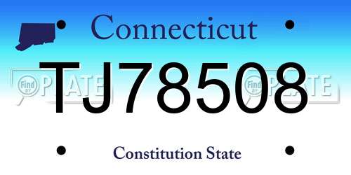 TJ78508 Connecticut License Plate