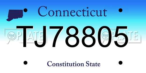 TJ78805 Connecticut License Plate