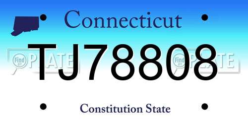 TJ78808 Connecticut License Plate