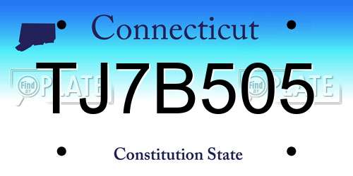 TJ7B505 Connecticut License Plate
