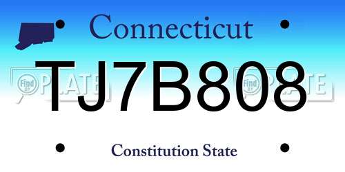 TJ7B808 Connecticut License Plate