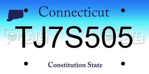 TJ7S505 Connecticut License Plate