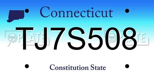 TJ7S508 Connecticut License Plate