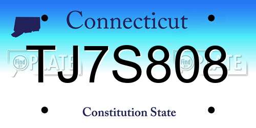 TJ7S808 Connecticut License Plate