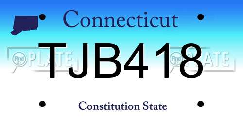 TJB418 Connecticut License Plate