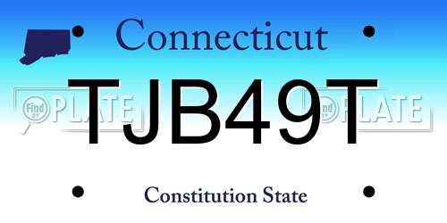 TJB49T Connecticut License Plate