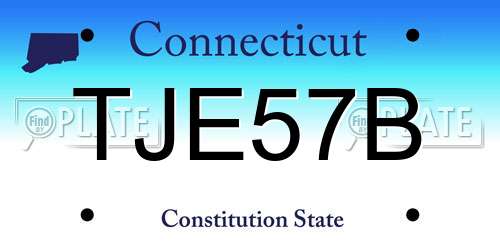 TJE57B Connecticut License Plate