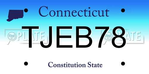 TJEB78 Connecticut License Plate